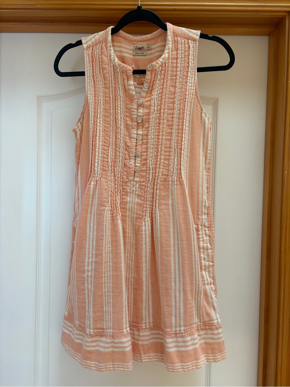Faherty Peach and White Striped Isha Dress